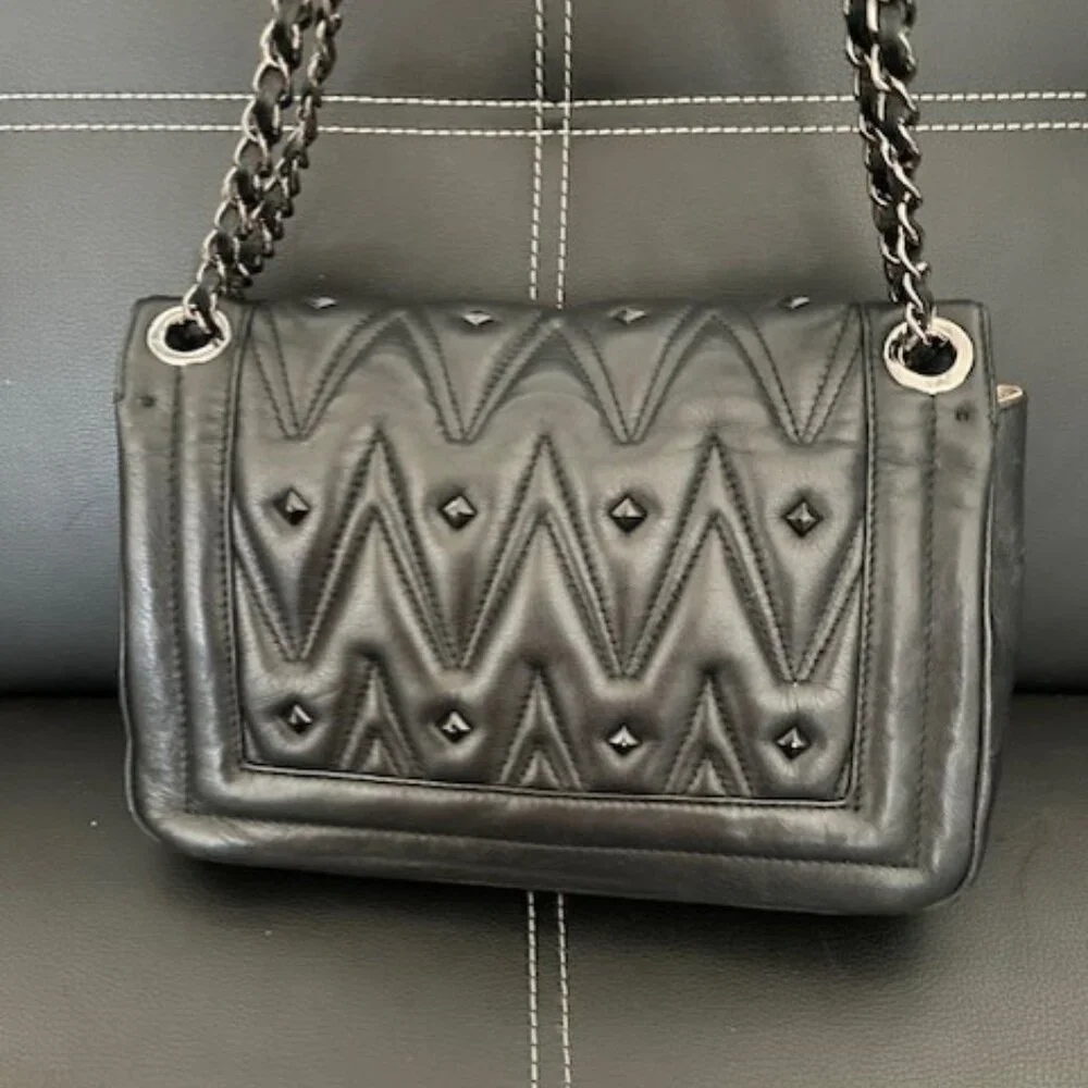 Mario Valentino Black Leather Quilted Crossbody - Picture 5 of 5